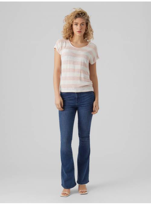 CAMISETA RAYAS ROSA VERO MODA