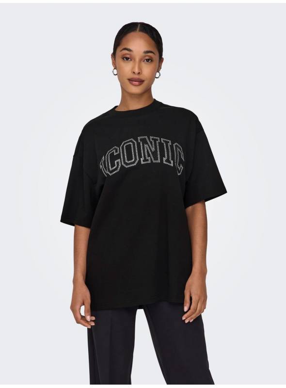 CAMISETA ICONIC BRILLOS NEGRA ONLY