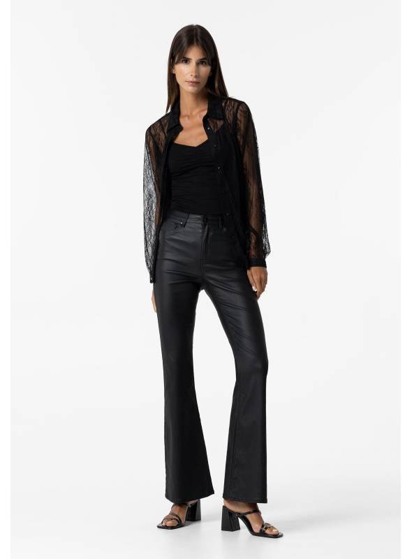 PANTALON ZOE ENCERADO NEGRO