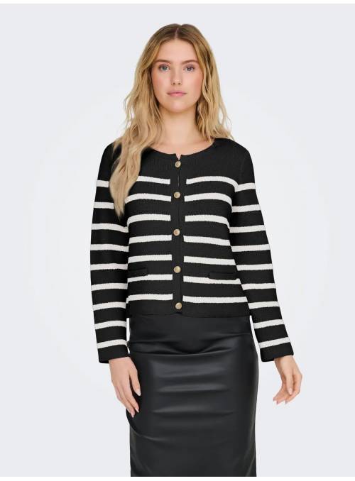 CARDIGAN FEM KNIT COC50/PL50 - BLACK - W