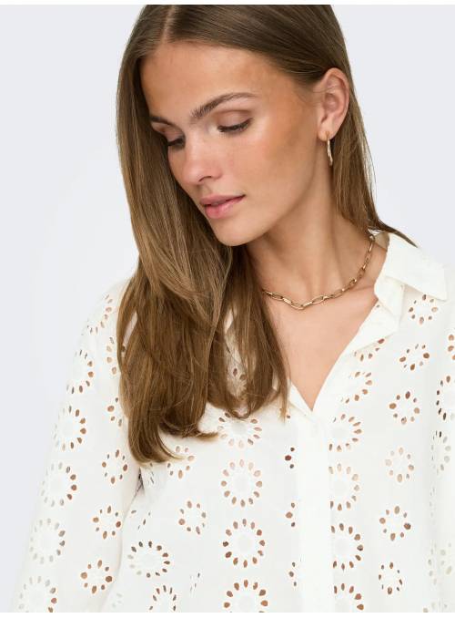 CAMISA TALLIE TROQUELADA BLANCA JDY