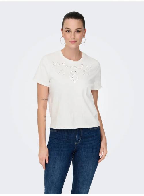 CAMISETA BORDADA BLANCA JDY