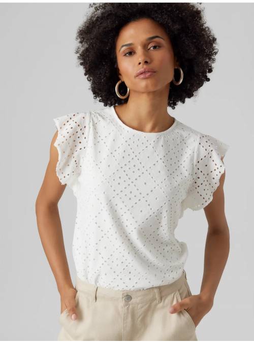 CAMISETA TASSA BLANCA TROQUELADA VERO MODA