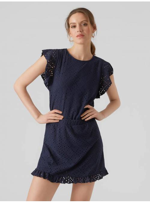 CAMISETA TROQUELADA AZUL VERO MODA
