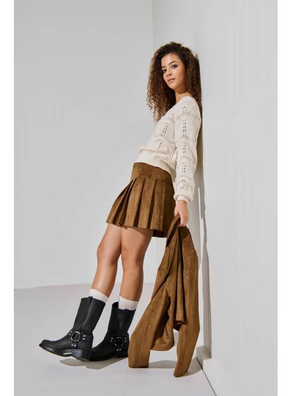FALDA TULIP ANTE MARRON ONLY