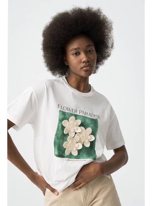 CAMISETA MUSA BLANCA FLOWER PARADIS TIFFOSI