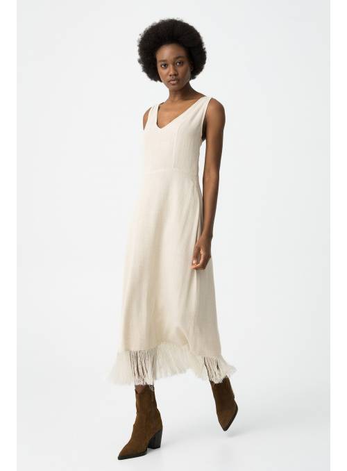 VESTIDO EDEN LINO BEIG TIFFOSI
