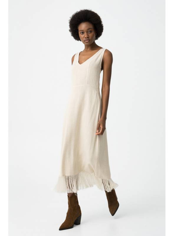 VESTIDO EDEN LINO BEIG TIFFOSI