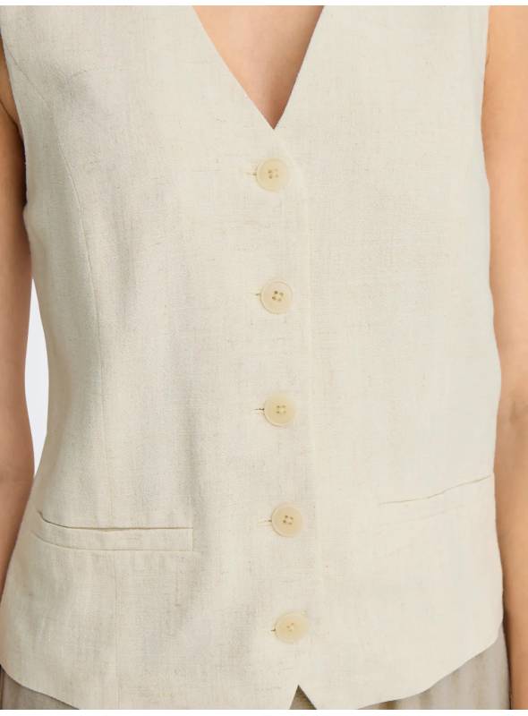 CHALECO LINO BEIGE IRIS ONLY