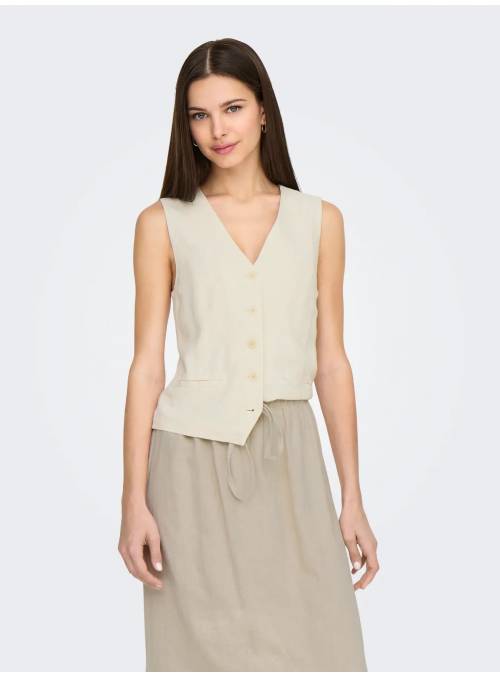 CHALECO LINO BEIGE IRIS ONLY