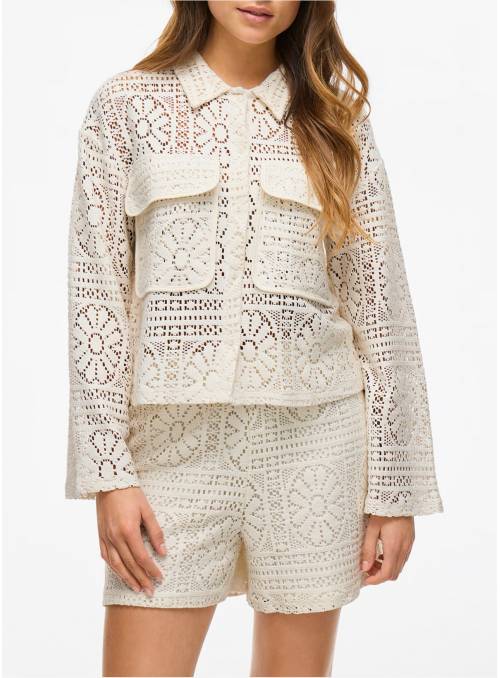 SHORTS MERINDA BEIGE CROCHE VILA