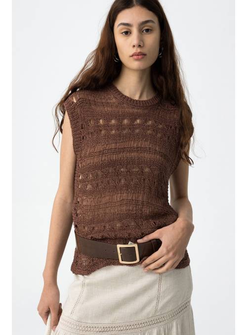 TOP TISBE CROCHE MARRON TIFFOSI