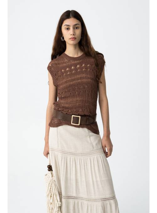 TOP TISBE CROCHE MARRON TIFFOSI