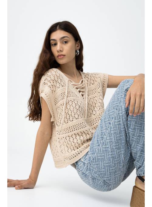 TOP HEKLA CROCHE BEIG TIFFOSI