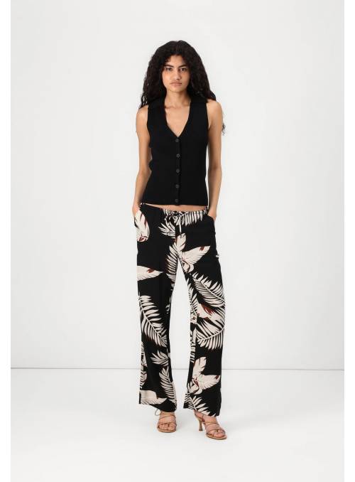 PANTALON EASYU NEGRO ESTAMPADO VERO MODA
