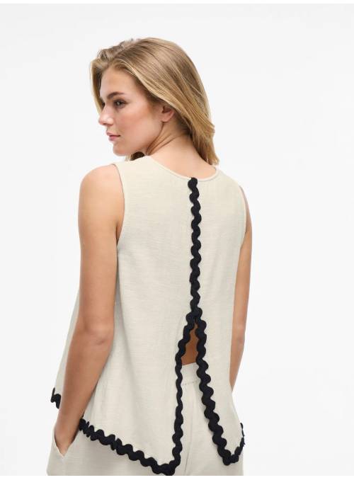 TOP LINO VILA BEIGE ESPALDA NEGRO