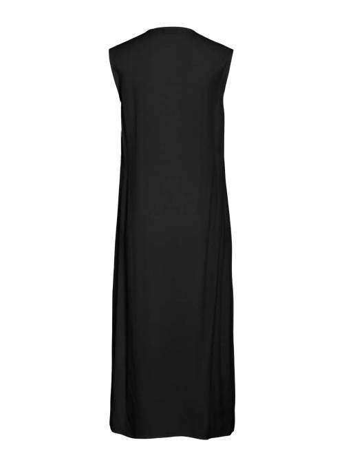 VESTIDO VILA NEGRO MIDI BOTONES