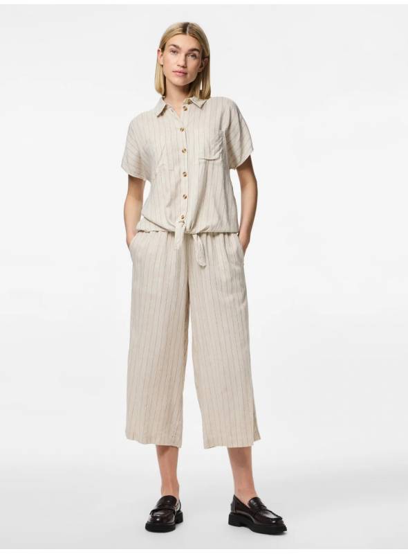 PANTALON PIA BEIGE LINO PIECES