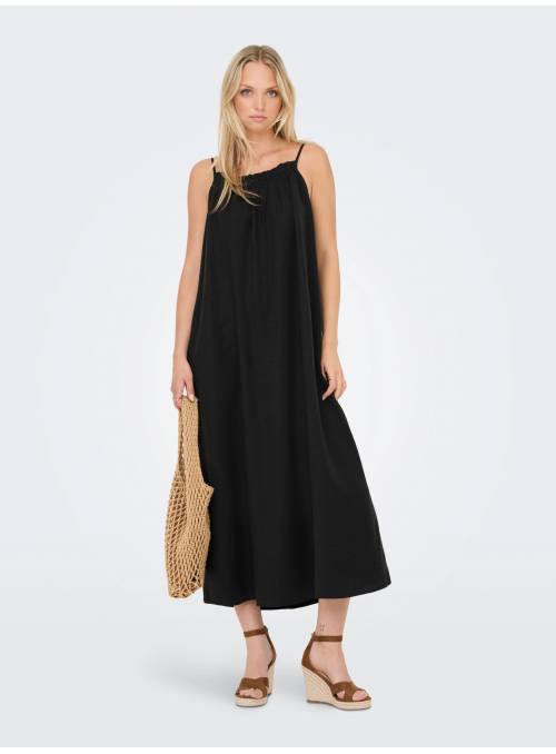 VESTIDO LLINO MAXI NEGRO ONLY