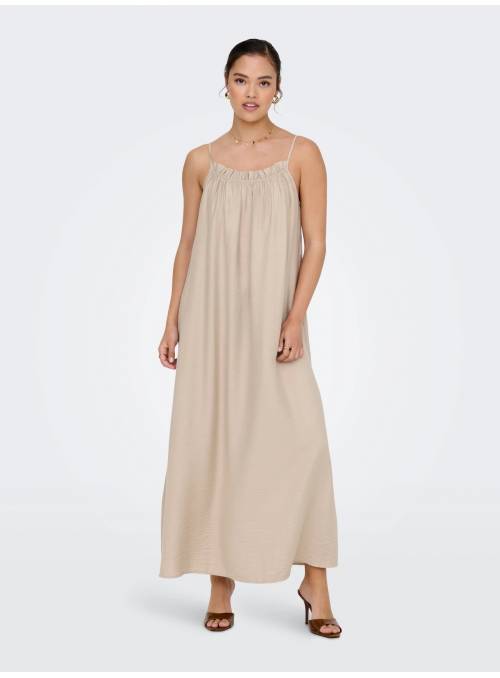 VESTIDO LLINO MAXI BEIGE ONLY