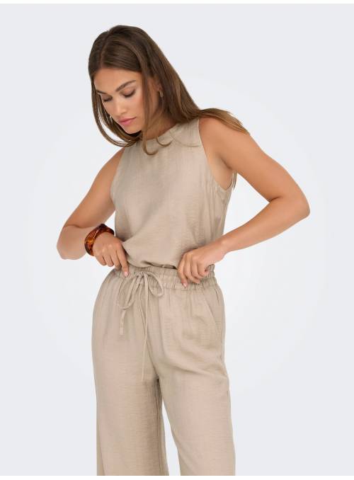 BLUSA LLINO BEIGE ONLY