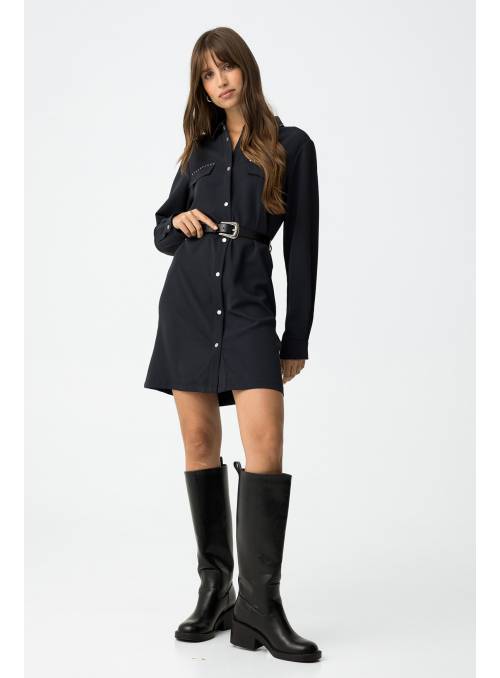 VESTIDO TACHAS CAMISERO TIFFOSI NEGRO