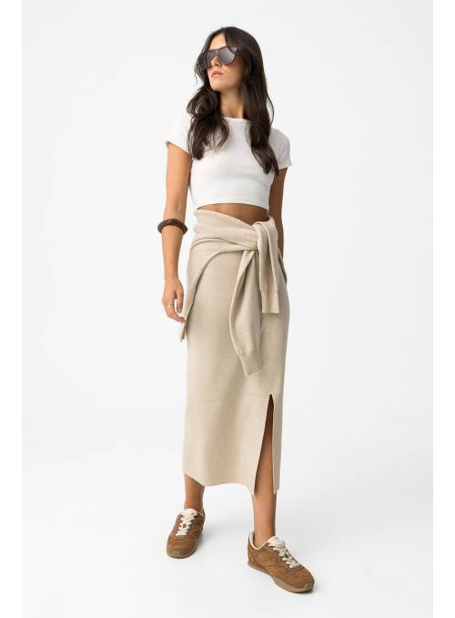 FALDA DE PUNTO KYRI BEIGE TIFFOSI