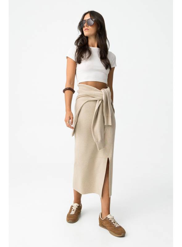 FALDA DE PUNTO KYRI BEIGE TIFFOSI