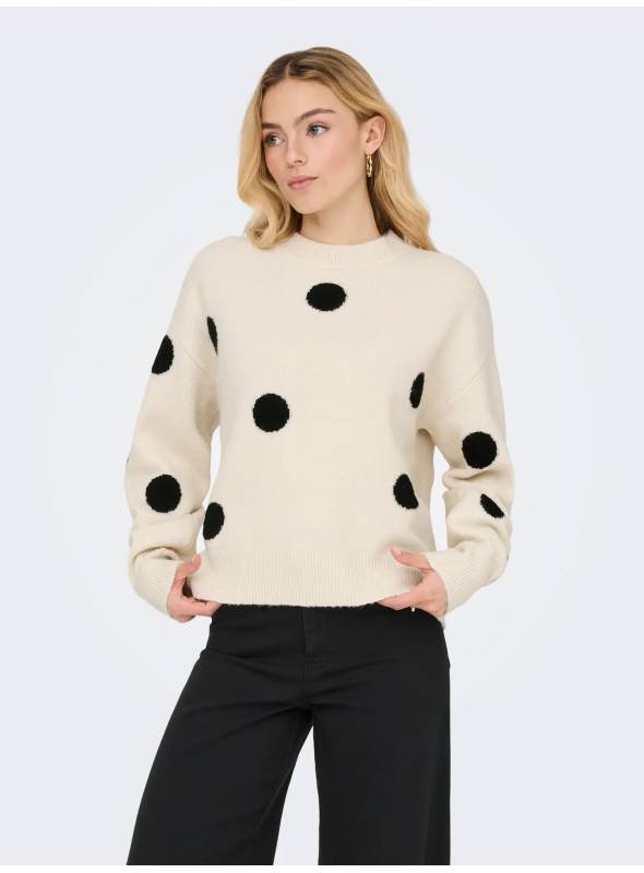 JERSEY BLANCO TOPOS NEGRO JDY