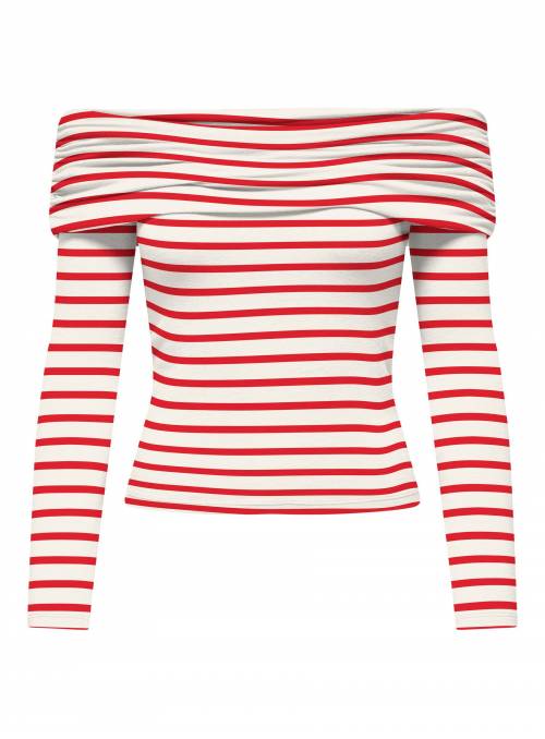 TOP GLAMOUR ROJO RAYAS ONLY