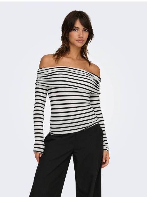 TOP GLAMOUR NEGRO RAYAS ONLY