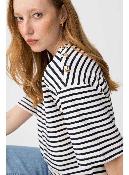 CAMISETA BEYBEY RAYAS AZUL BLANCA TIFFOSI