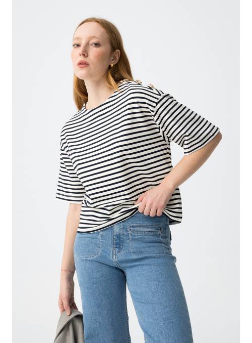 CAMISETA BEYBEY RAYAS AZUL BLANCA TIFFOSI