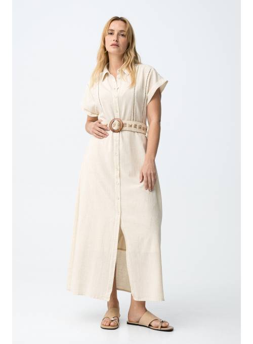 VESTIDO CAMISERO REILY BEIGE TIFFOSI