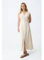VESTIDO CAMISERO FAVO BEIGE CON LINO