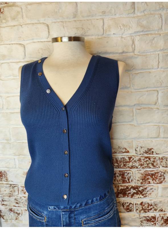 TOP DORY AZUL BOTONES DORADOS VERO MODA