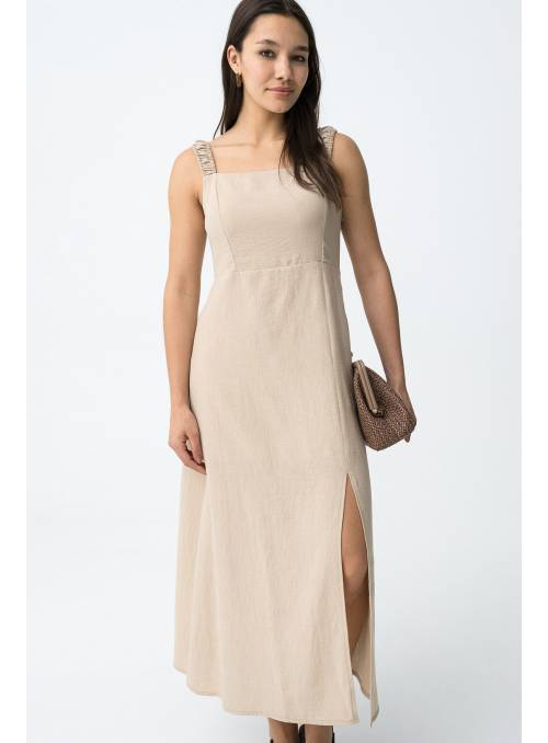 VESTIDO OLINDA TIRANTE BEIGE TIFFOSI