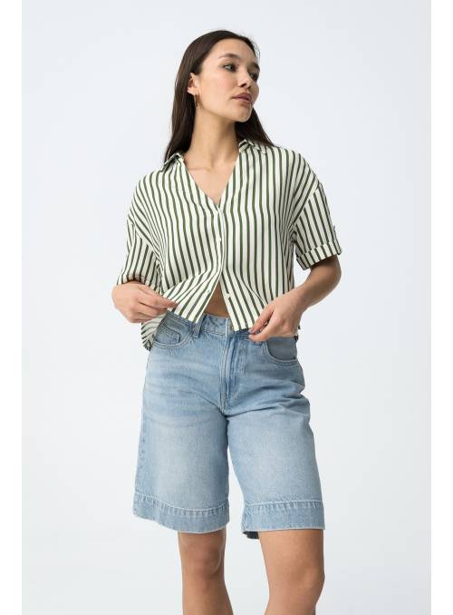 CAMISA ACTIVEA BLANCA RAYAS VERDES TIFFOSI