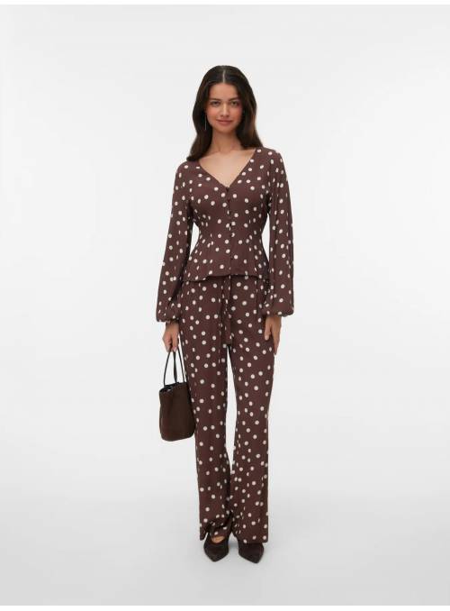 PANTALON MELISA CHOCOLATE Y TOPOS VERO MODA