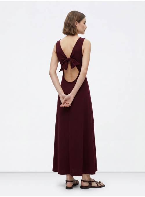 VESTIDO BONY ESPALDA LAZO GRANATE TIFFOSI