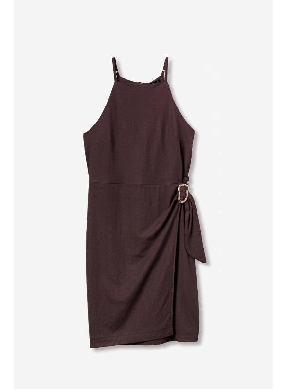 VESTIDO APLIQUE DORADO CHOCOLATE TIFFOSI