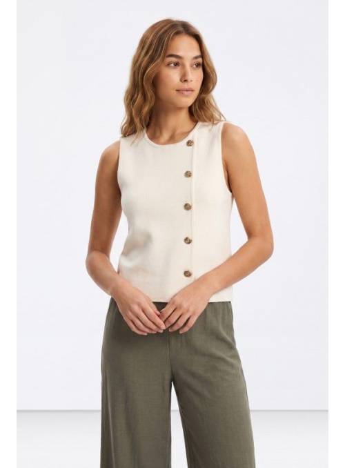 CHALECO BEIGE BOTON DORADO TILDA