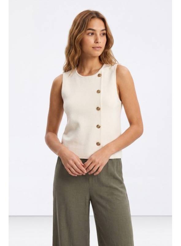 CHALECO BEIGE BOTON DORADO TIFFOSI