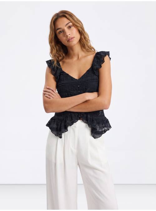 TOP ENCAJE ATTICO AZUL