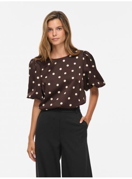BLUSA TOPOS MARRON VILA