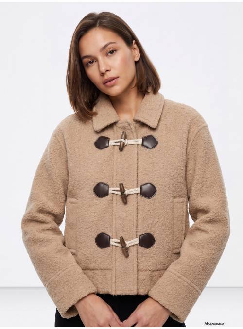 CHAQUETA MIRA BEIG BOTON MADERA TIFFOSI