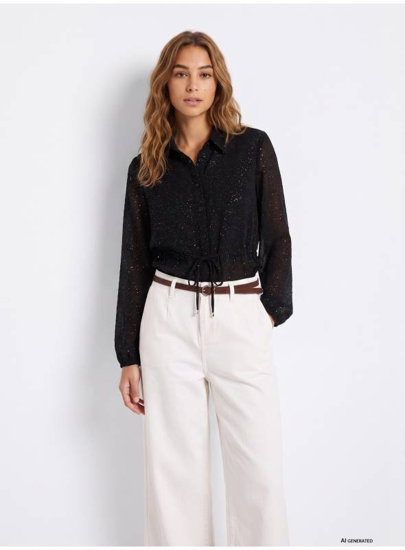 BLUSA MAREY BRILLO NEGRO TIFFOSI
