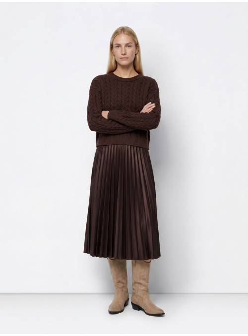 FALDA POLIPIEL PLISADA MARRON
