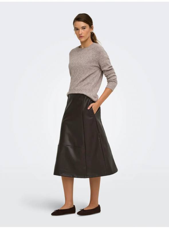 FALDA MINI MARRON CORTE FLUIDO ONLY
