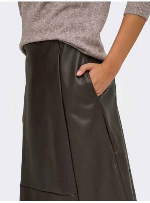FALDA MINI MARRON CORTE FLUIDO ONLY